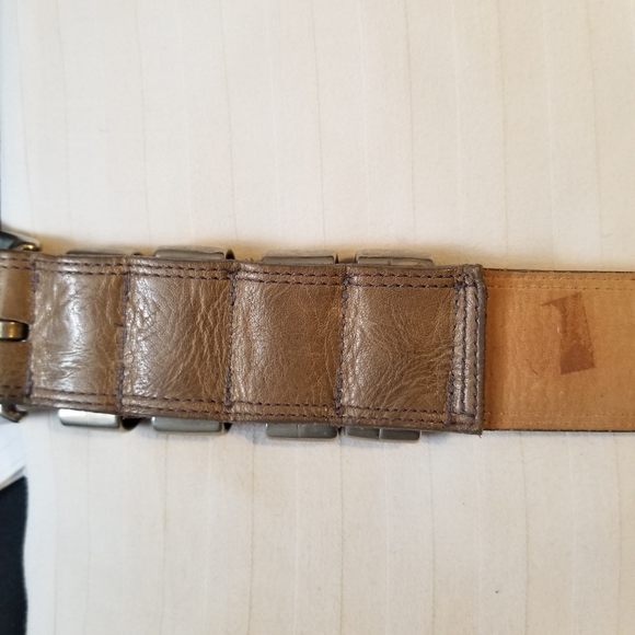 Vintage 80s Liquid Leather Womens Belt Taupe - Picture 5 of 5